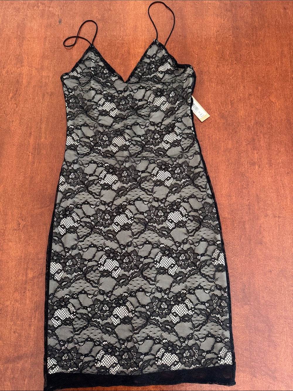 Alice + Olivia by Stacy Bendet Black “Antique” Lace Dress with Cream Lining